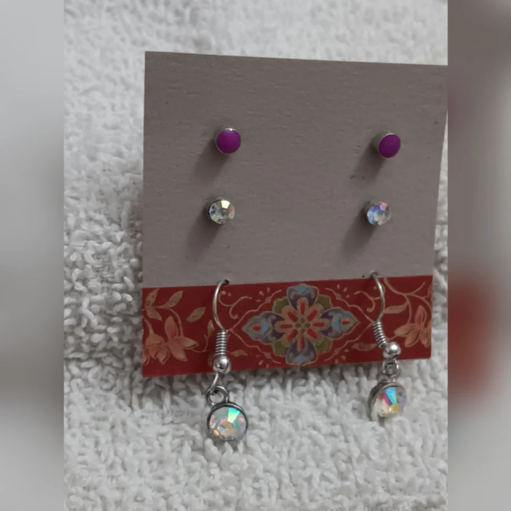 Purple and Iridescent Earring Set